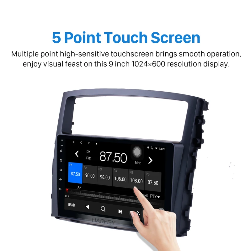 Best Harfey head unit 9 inch Android 9.0 2Din Car Radio For Mitsubishi PAJERO V97/V93 2006-2013 Multimedia Player GPS navigation WIFI 1