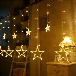 В 220 В занавес звезда гирлянды Рождество Новый год украшения Рождество светодио дный фонари рождественские украшения