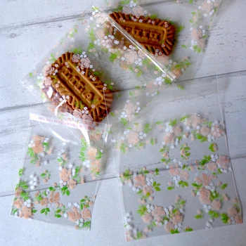

100pcs Floral Plastic Bags Envelope Self-adhesive Candy Cooike Bag 7x7cm Resealable Gift Bag Stationery Envelopes Office School