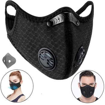 

PM2.5 Mask Anti-Dust Cycling Respirator Face Shield Double Valves Breathable Dustproof Black Masks Anti Pollution
