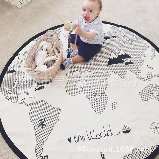 

INS New Style Adventure World Map Baby Earth Game Blanket Crawl Pad Children Room Decorations