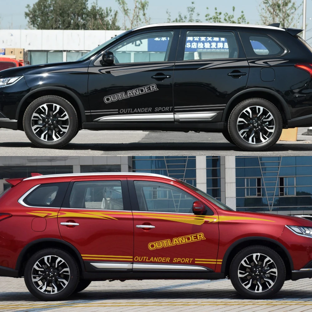 2 шт. наклейка на боковую дверь автомобиля для Mitsubishi Outlander DIY авто Спорт Персонализированная виниловая пленка наклейка Стайлинг Тюнинг автомобиля аксессуары