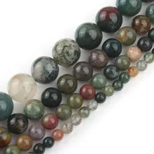 Бусины из натурального камня, индийский агат, круглые бусины для изготовления ювелирных изделий, подходят для самостоятельного изготовления браслетов, Ожерелья 4, 6, 8, 10, 12 мм, 15 дюймов