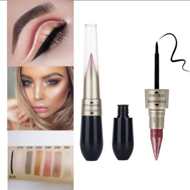 Creative Double-end Eyeshadow Black Eyeliner Pencil Waterproof 6 Colors Pigment Shimmer Glitter Smokey Eye Makeup Tool HOT TSLM2 | Красота и