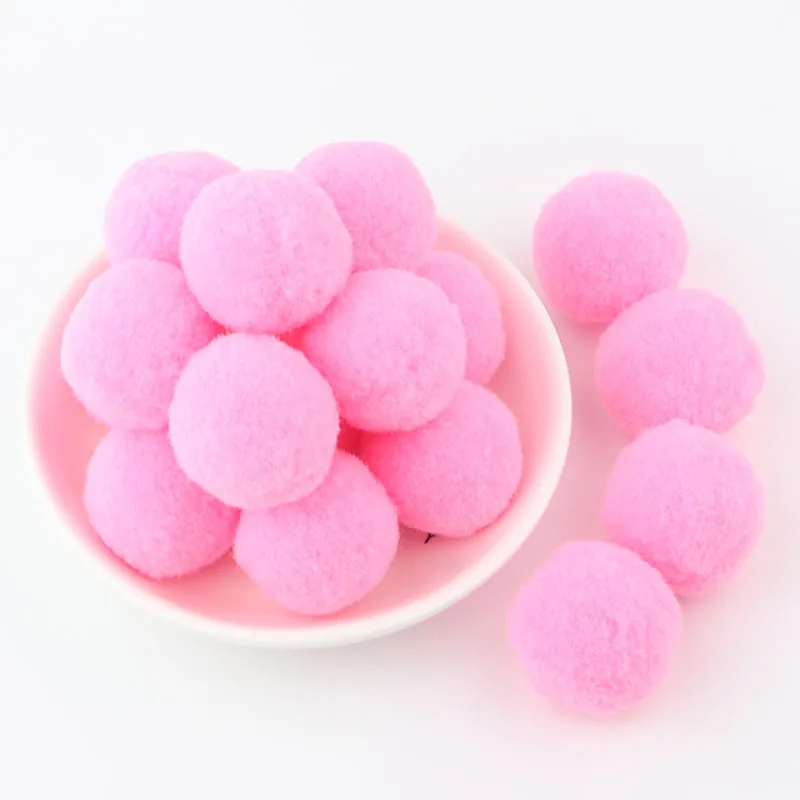 02 dark pink Большой помпон мягкий круглый шар 30 мм многоцветный помпон 3 см пушистый помпон для детей DIY Одежда ручной работы материалы 20 г - Цвет: 02 dark pink