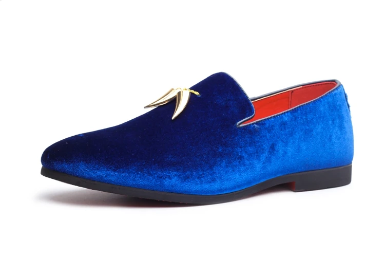 

Nice Pop Spring Autumn Men Party Shoes Personal Metal Pendant Decorated Slip On Blue Red Black Color Fashion Men Driving Shoes
