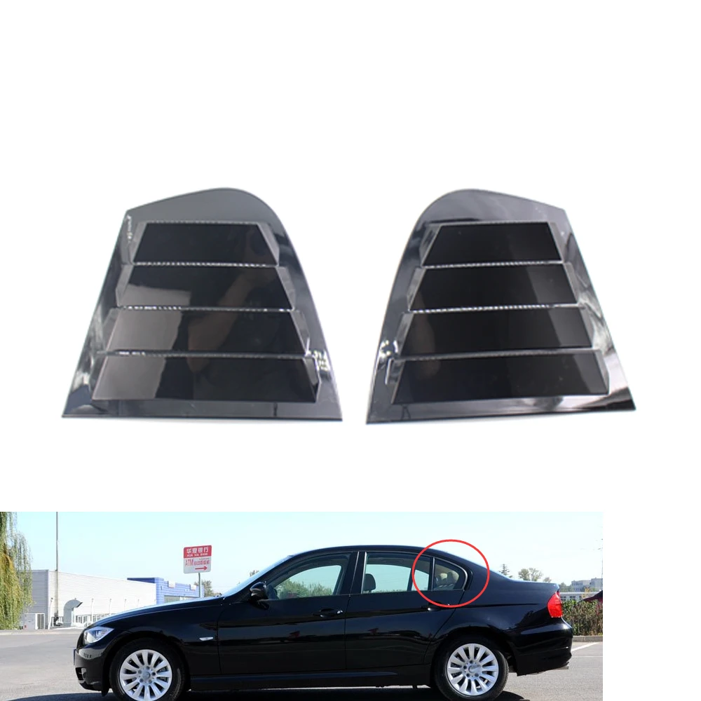 

1 Pair Left + Right Rear Door Window Triangular Gloss Black Trims For BMW 323i 328i 335i E90 09-11 Wagon Sedan 4-Door