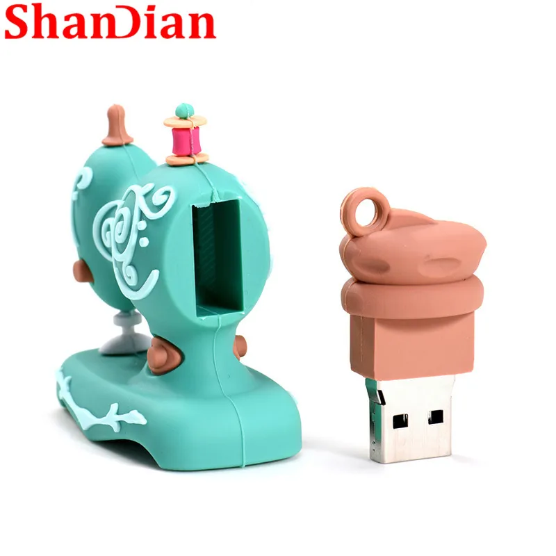 SHANDIAN мультфильм USB2.0 флэш-накопитель швейная машина ручка привод 4 ГБ 16 ГБ 32 ГБ 64 Гб 128 ГБ U диск Свадьба памятный G