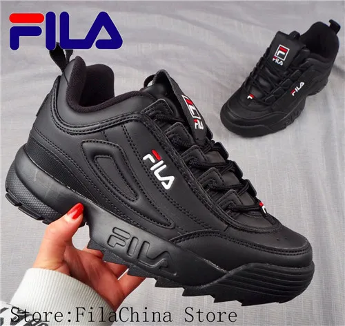 Fila Disruptor II 2 кроссовки для бега черные белые большие пилообразные на толстой подошве увеличивающие рост мужские низкие уличные кроссовки 39-44 - Цвет: 12