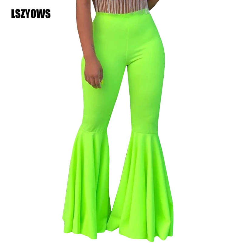 plus size bell bottom ruffle pants