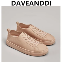 

Dave&Di Ins Fashion Blogger High Street Simple Casual Shoes Woman White Genuine Leather Soft Comfot Women Shoes Sneakers Women