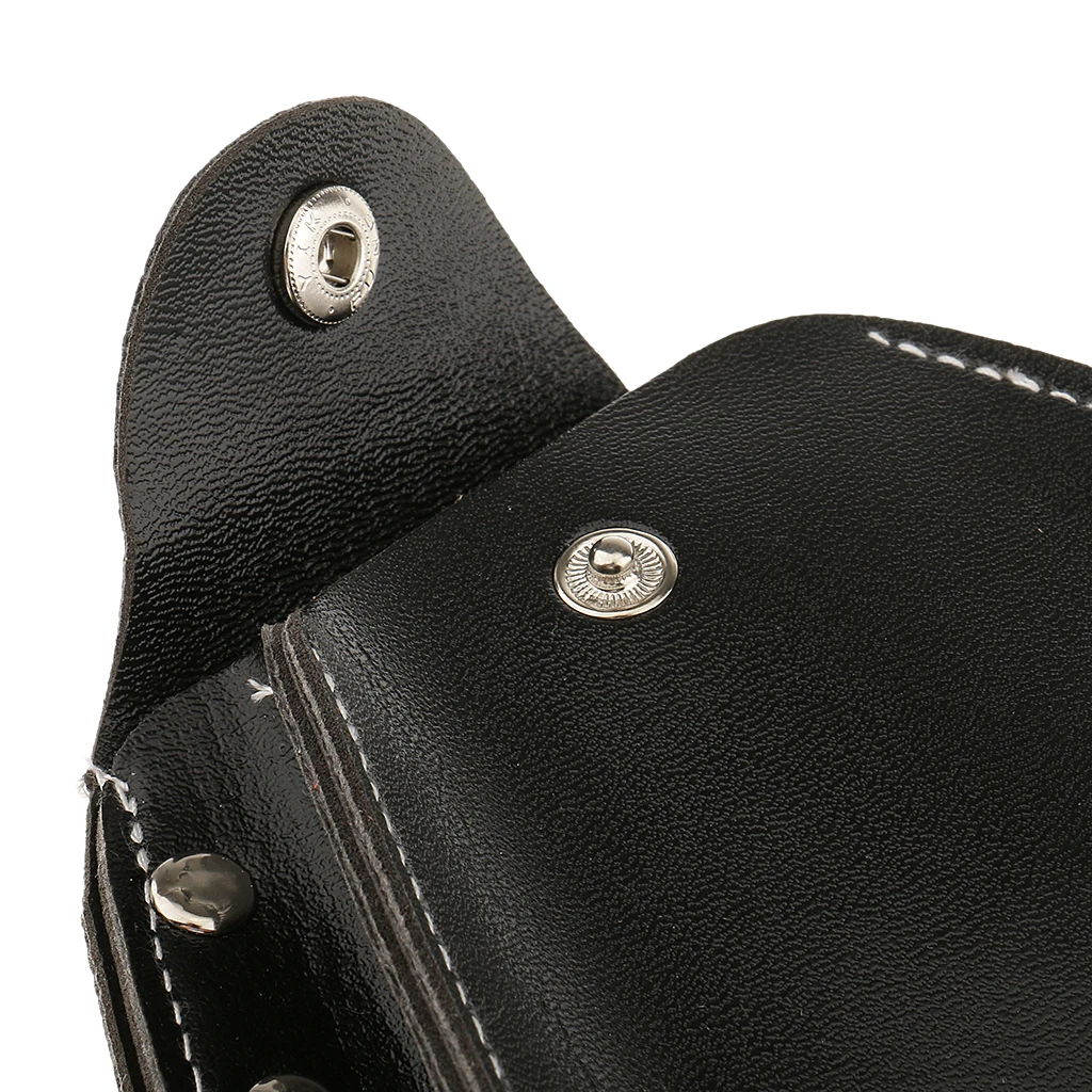 PU Leather Hair Scissor Holster Pouch with Waist Belt for Hairdressers Barber, Black