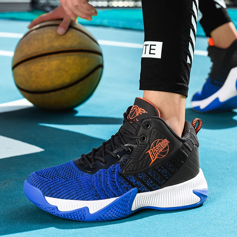 Вразлёт, плетение Мужская баскетбольная обувь баскетбольные кроссовки уличные синие повседневные баскетбольные кроссовки zapatos baloncesto hombre