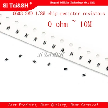 

100pcs 0603 SMD 1/8W chip resistor resistors 0 ohm ~ 10M 0R 1K 4.7K 4K7 10K 100K 1 10 100 220 330 ohm 0R 1R 10R 100R 220R 330R