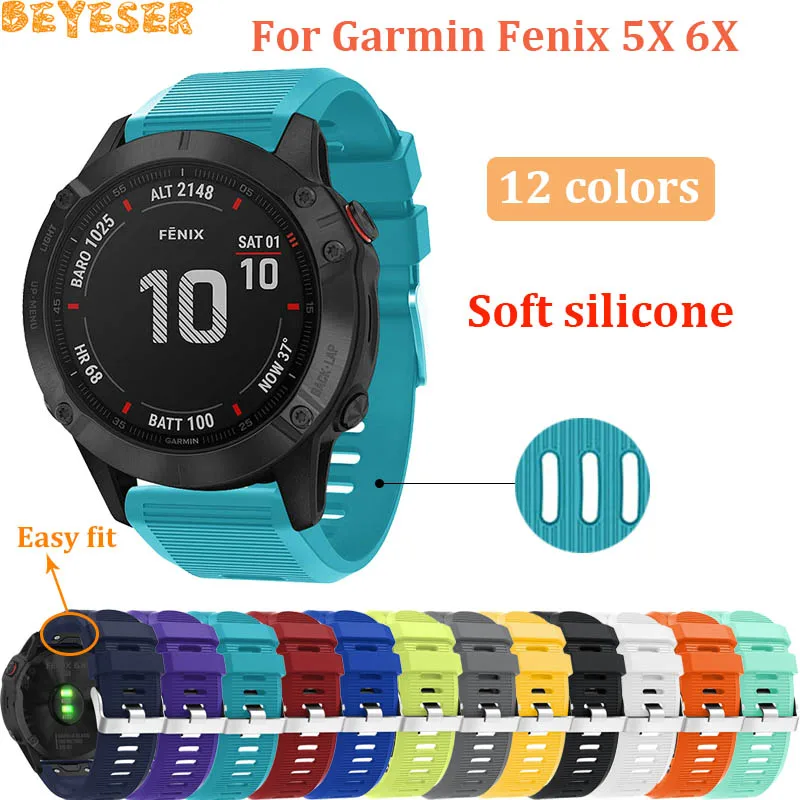26 мм быстроразъемный силиконовый ремешок для Garmin Fenix 6X Pro 5X Plus Easy fit умные