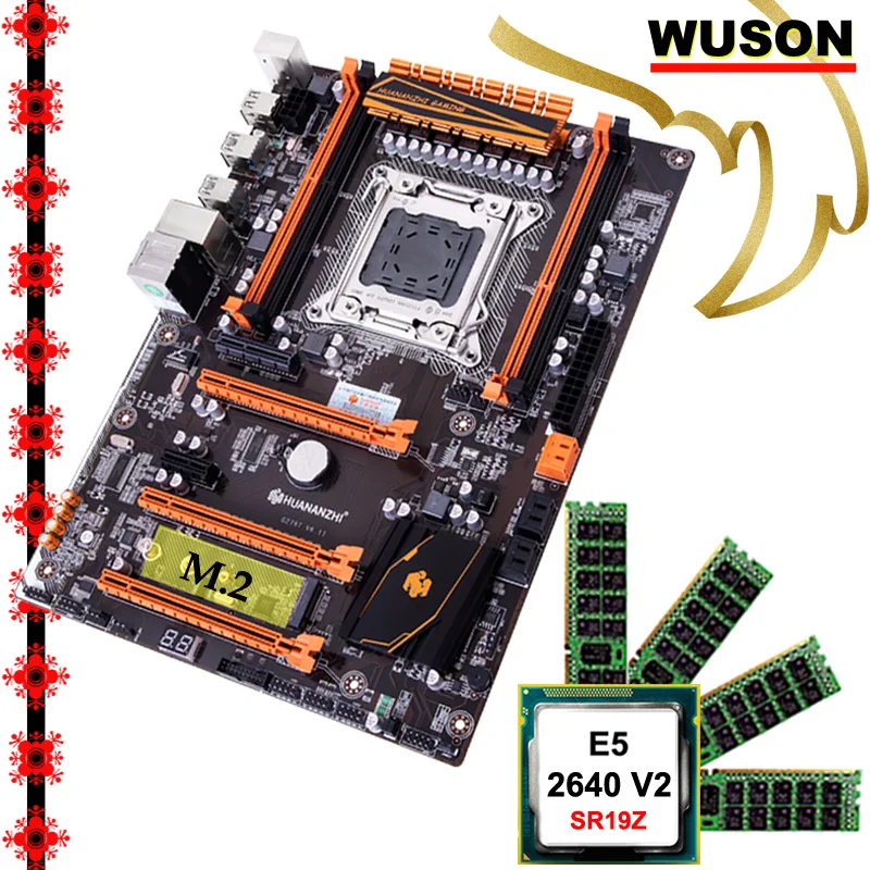 Best Price Hot Featured HUANANZHI deluxe X79 gaming motherboard computer DIY CPU Intel Xeon E5 2640 V2 SR19Z memory 16G(4*4G) DDR3 REG ECC