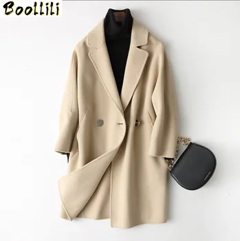 

Boollili Double Side Wool Coat Female Long Jacket Autumn Winter Jacket Women Wool Coats and Jackets Women Korean Outwear
