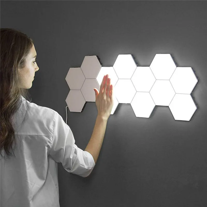 

Technology 3PCS DIY Quantum Light Creative Geometry Assembly Smart APP Control Home LED Night Light with Amazon Alexa Smart Lamp