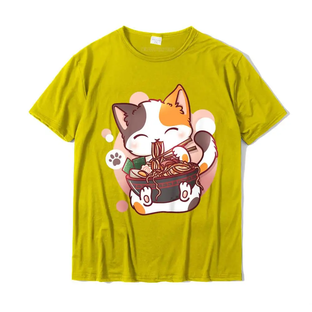 Customized Camisa NEW YEAR DAY 100% Cotton Crewneck Men Tees Cool Tee-Shirt Coupons Short Sleeve T-Shirt Free Shipping Kids Ramen Cat Anime Bowl Kawaii Neko Japanese T-Shirt__MZ23913 yellow