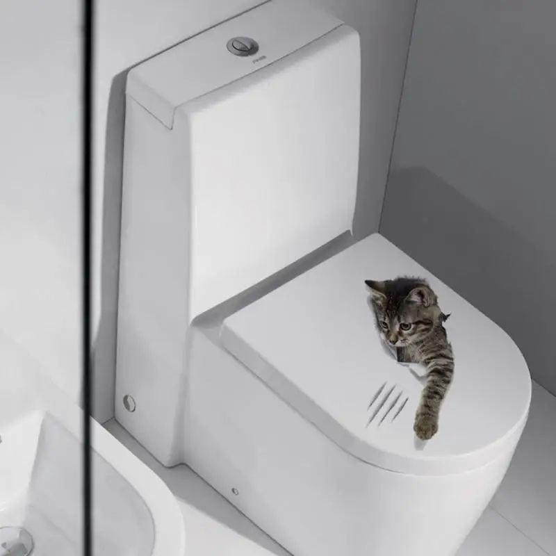 Мультяшный стикер на стену с кошкой один милый животный 3D яркие Декорации для