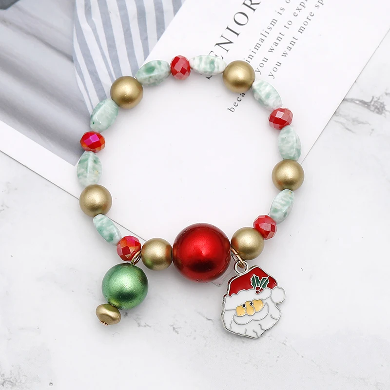 Красочные милые новые модные Рождественские тема год Камень Санта Клаус завод Снежинка браслет ювелирные изделия для женщин подарок ювелирные изделия