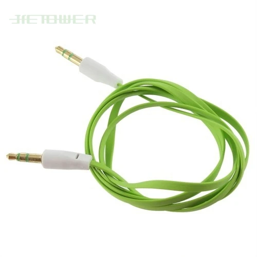 1M Flat Noodle 3 5mm Jack Male to Male Stereo Aux Audio Cable For Car Smart Phone PC MP3 MP4 Headphone Speaker Wire Cord 500pcs