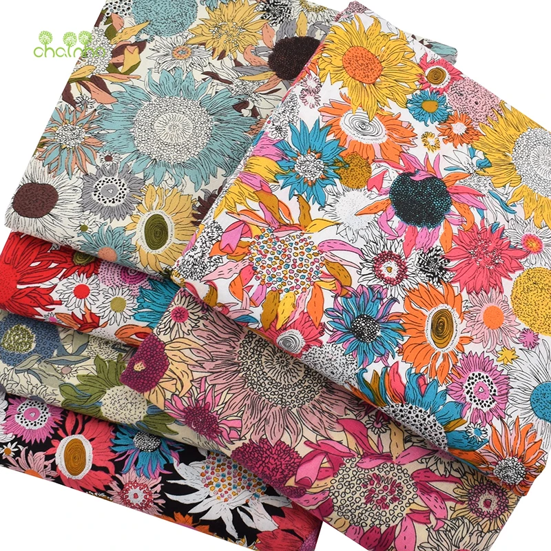 Printed Plain Cotton Fabric,Sunflower Series,DIY Quilting & Sewing Poplin Material For Baby &Children's Dress,Shirt,Skirt,PCC057