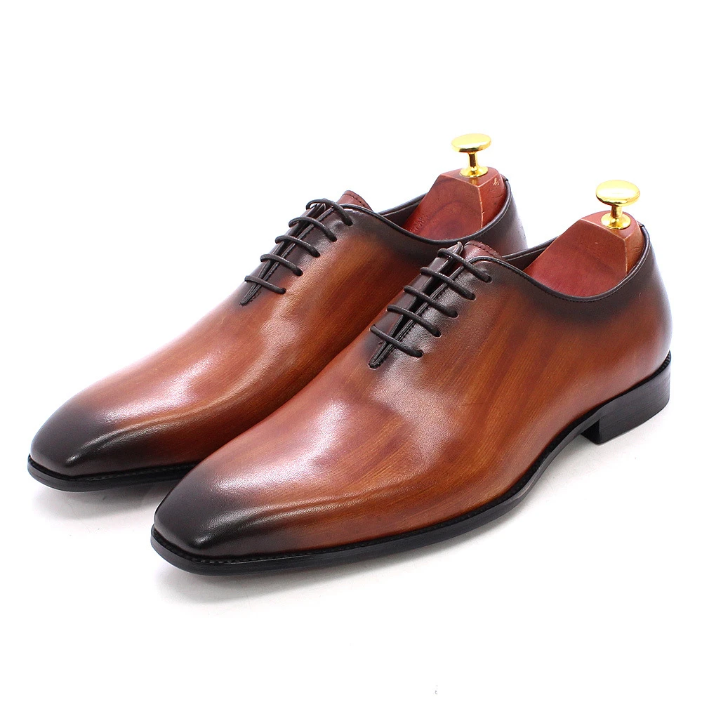 

Genuine Cow Leather Men Oxfords Shoes Breathable Wedding Banquet Formal Wear Business Leather Shoes Chaussure Homme Square Toe