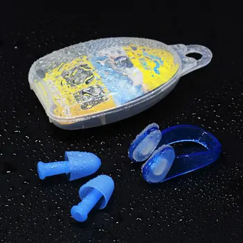 

Soft Silicone Swimming Nose Clips Ear Plugs Set Box Nose Clip Earplugs Set Case Protective Learner Diving Swimming Supplies