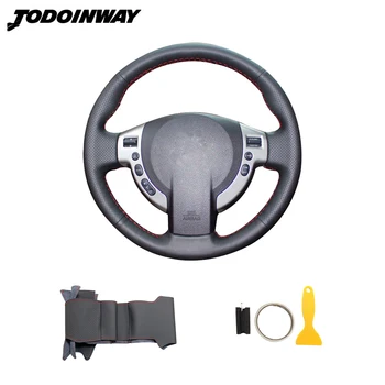 

Hand Sewing Skidproof Soft Leather Braid Stitch On Wrap steering wheel cover for Nissan Qashqai j10 j11
