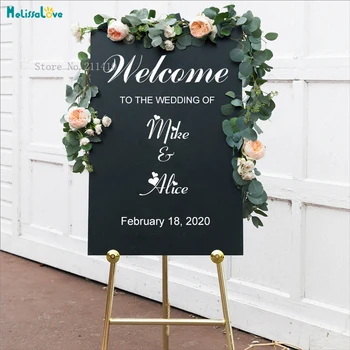 

Personalized Wedding Stickers in Party DIY Frame Decor Welcome Sign Vinyl Decals Bride and Groom Name Wedding Date Custom YT2151