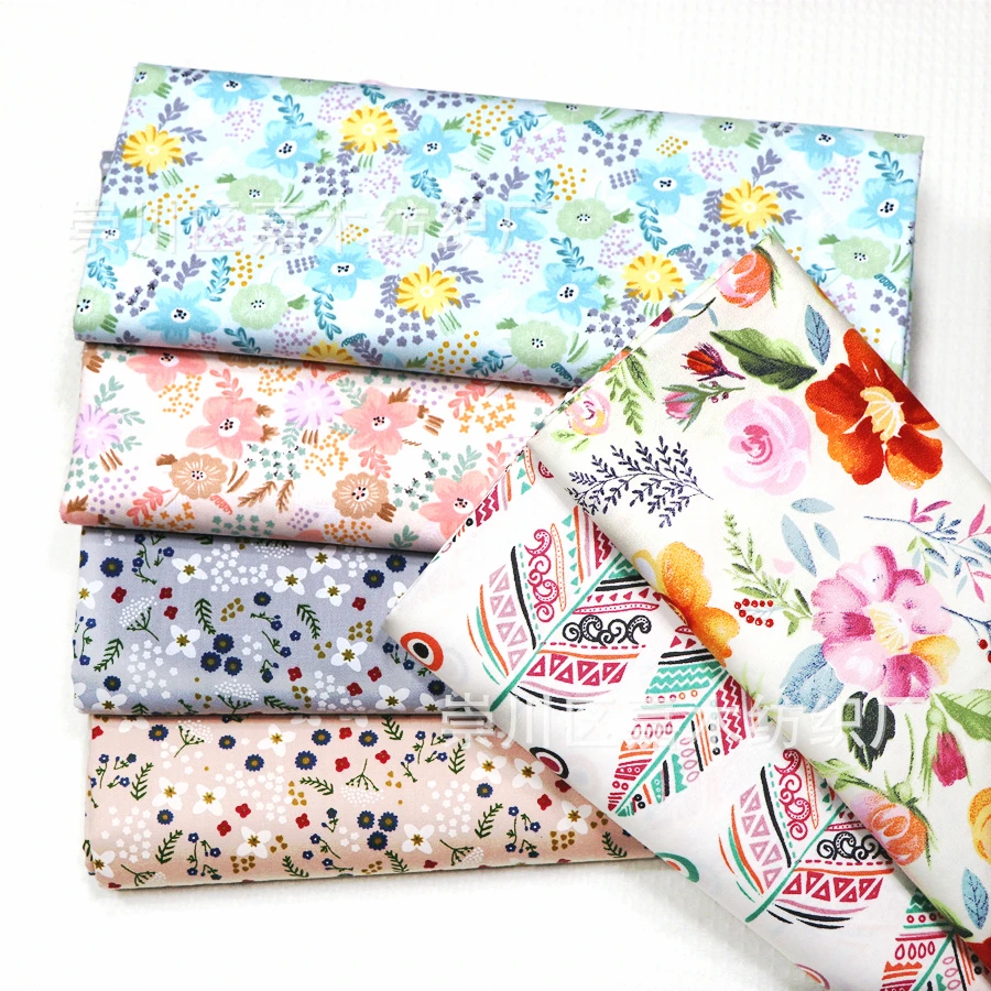 

160x50cm Floral Leaf Twill Pure Cotton Cloth Fluorescent Agent Make Baby Bed Cloth Cover Clothing Fabric
