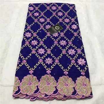 

5 yard Swiss lace fabric 2020 latest heavy beaded embroidery African cotton fabrics Swiss voile lace popular Dubai style 4L05006