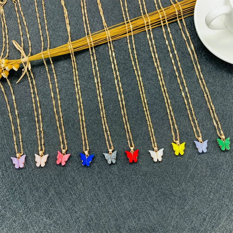 Pendant Necklace Gifts Party-Statement Cute Butterfly Korean Fashion Women for Cocktail