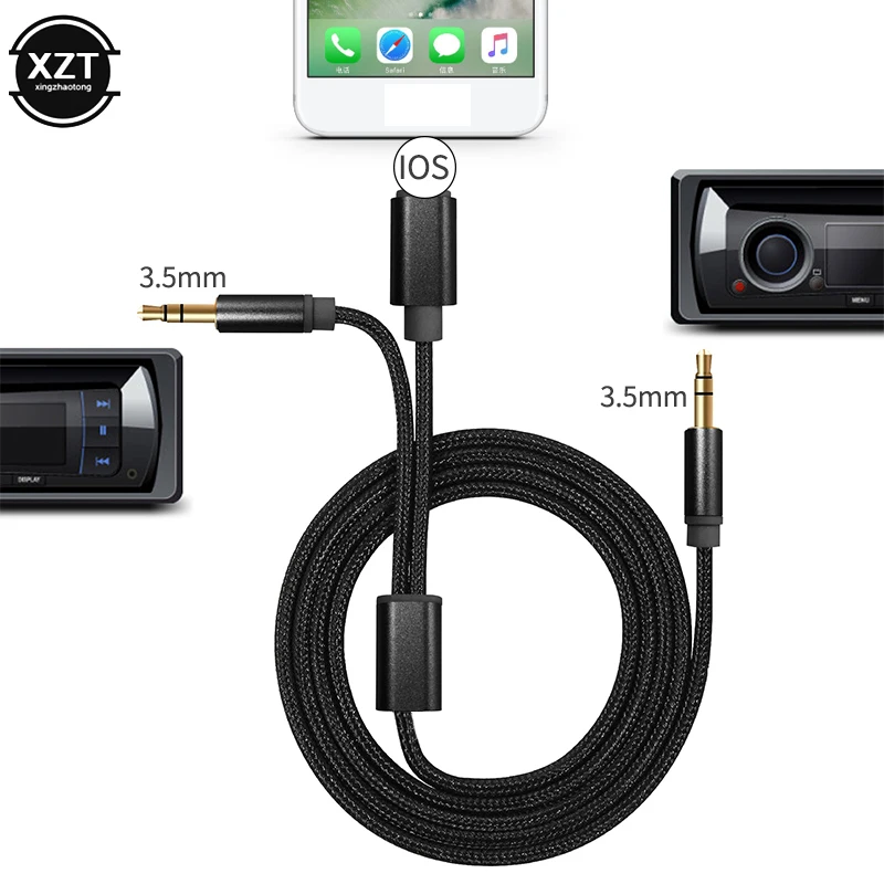 

2 in 1 for Lighting to Double 3.5mm AUX Car Audio Cable for i Phone X MAX IOS 10.3 Above System 1M Male Jack Headphone Adapter