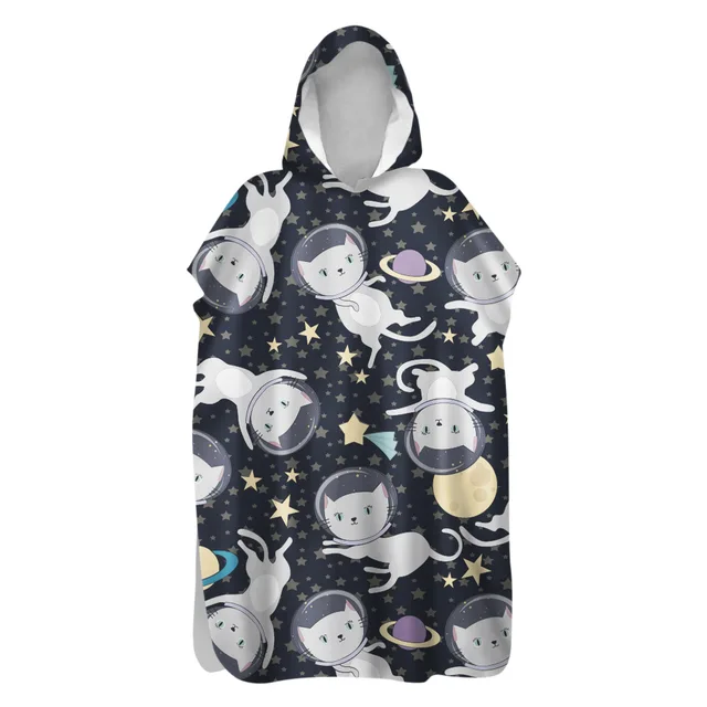 2021 Microfiber Sunscreen Quick-Drying Cartoon Cat Beach Towel Warm Change Bathrobe Swimsuit Ultralight Travel Cloak Surf Poncho 14