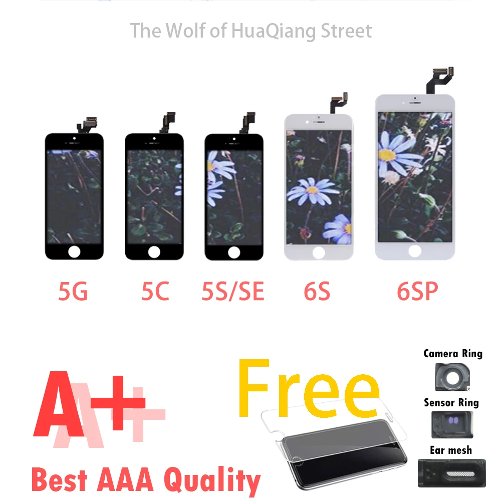 Качество AAA для iPhone 5 5S 5c lcd сенсорный экран стекло дигитайзер дисплей в сборе 6S Plus
