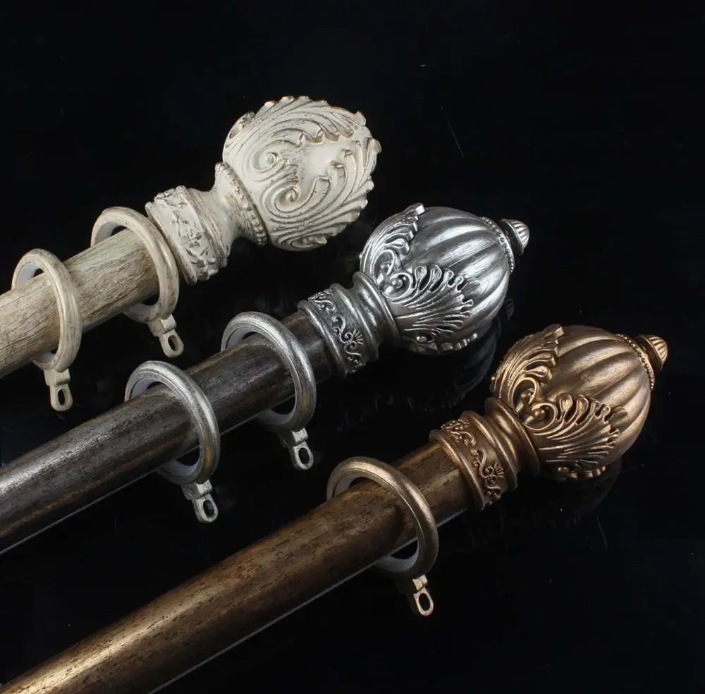 French style retro silver curtain rod bold mute Roman rod gold European