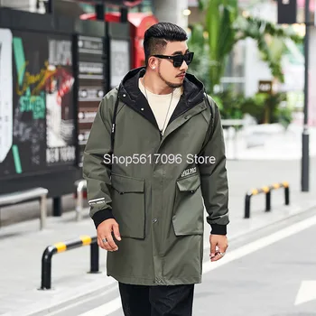 

Coat Men Plus Fat Plus Size Autumn Leisure Men's Wear Medium Length Money Fat Loose Tooling Fat Man Super Windbreaker