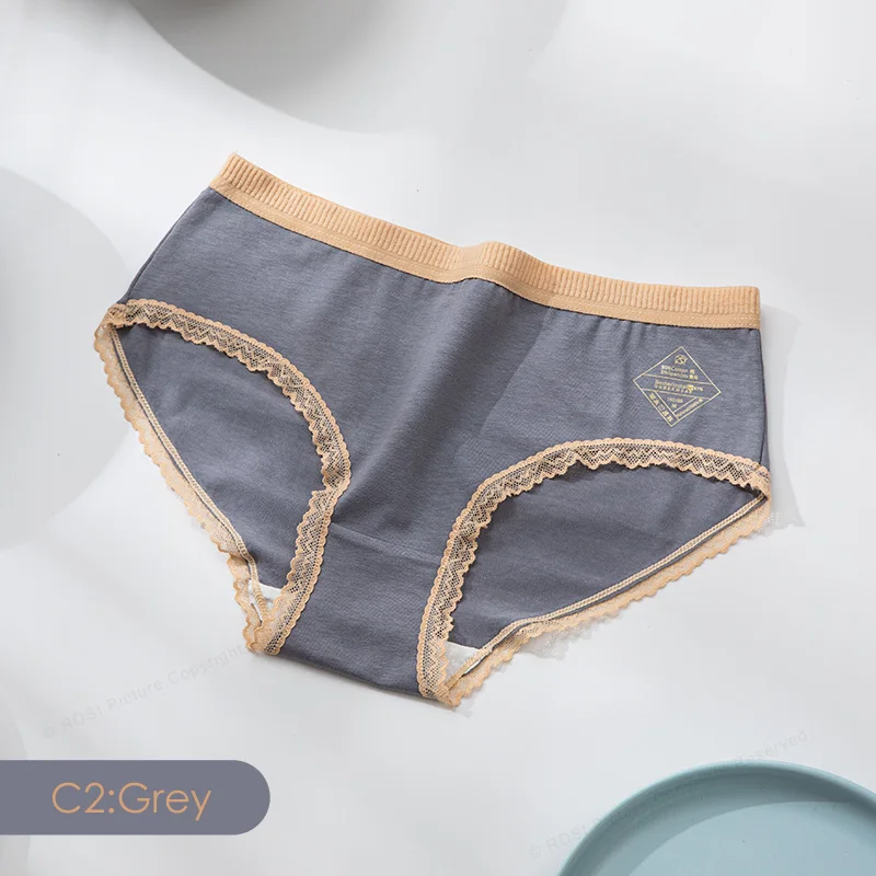 3pcs/lot Comfort Cotton Underpants With Lace Briefs Female Underwear Women's Seamless Knickers Lingerie Antitacterial Breathable