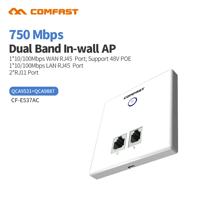 CF-E537AC 750 Мбит/с точка доступа Poe настенный ap маршрутизатор беспроводной 11 маршрутизатор переменного тока двухдиапазонный 2,4G& 5,8G RJ11 RJ45 маршрутизатор переменного тока WiFi AP Roteador