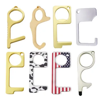 

Hygiene Hand Antimicrobial Door Opener no touch Multifunctional keychain Antimicrobial Brass Hand Tool Anti-Virus Keychains