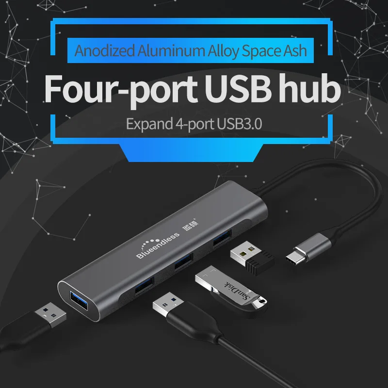 Blueendless usb c hub USB3 1 Type C to 4 port USB3 0 High Speed usb 2