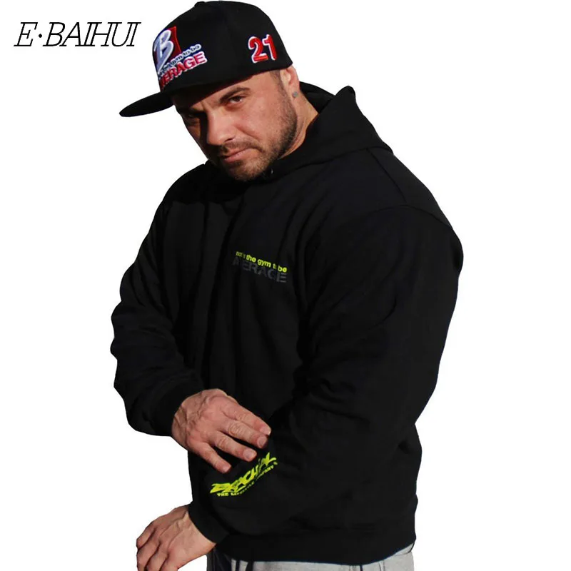 

New Cotton Men's Hoodie Muscle Brothers Men's Sportswear Casual Letter Print Pullover Running Fitness Long Sleeve Jacket