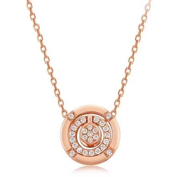 

18K Rose Gold Real Diamond Women Pendant Necklaces Round 16 Style Wedding Party Engagement Anniversary Necklaces Birthday