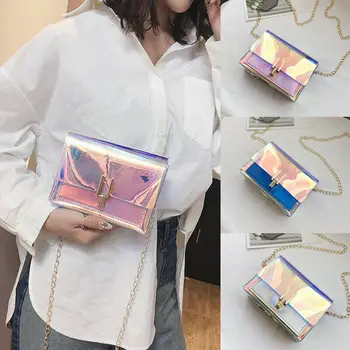 

Fashion Women Transparent Handbag Small Mini Phone Messenger Laser Shoulder Bag