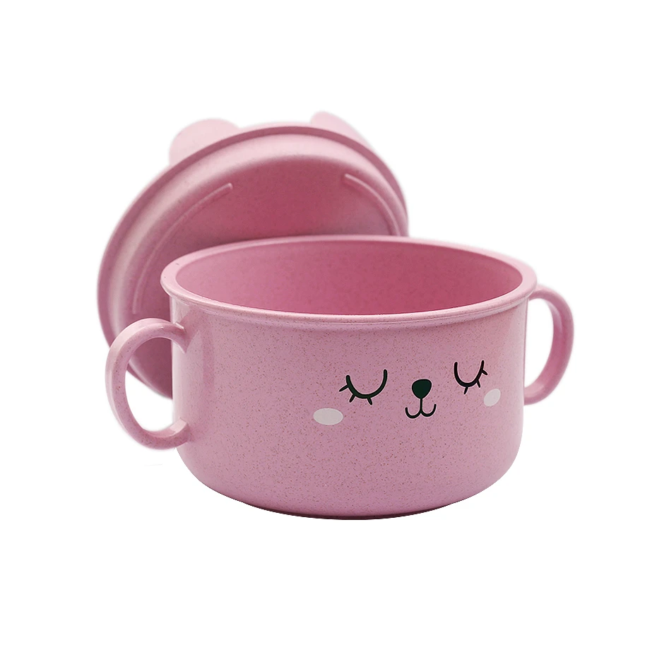 

New Cute Baby Cartoon Feeding Bowl Animal 3 Colors And Children Tableware Non-skid Training Spoon Bear Kids Eating Dinner Bowl