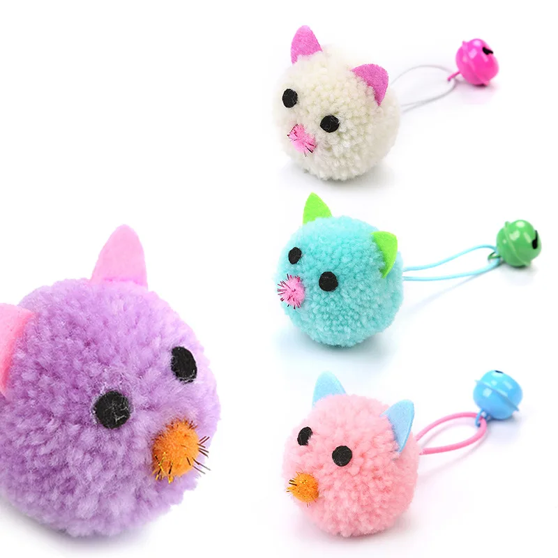 New Cat Toys Plush Mouse Head Shape Bells Self Hi Toys Funny Cat Colorful Plush Mouse Elf Fun Pet Collars Pet Supplies Hot Sale