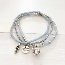 Женский Стильный Изысканный Матовый винтажный браслет перья и листья хрустальные Браслеты Многослойные ювелирные изделия рождественские подарки