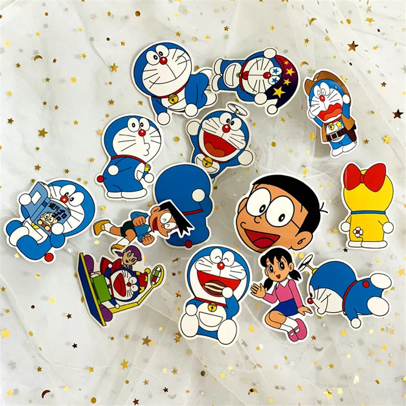 600 шт./лот, Аниме Doraemon, наклейки Nobita Nobi Minamoto, Shizuka, гиан, Honekawa, Suneo, ПВХ, для автомобиля, велосипеда, водонепроницаемая наклейка на чемодан